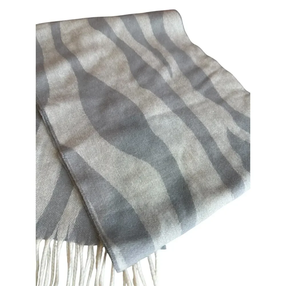 Charming Charlie Cashmere Scarf Gray Animal Print